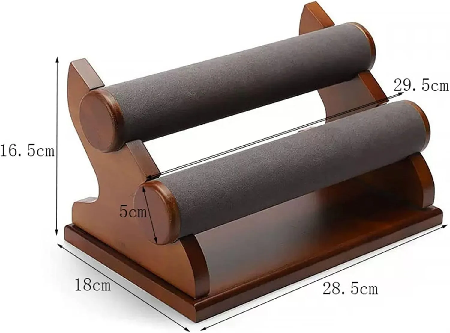 Jewelry Rack Bracelet Holder with 2 Tier Racks, Velvet Jewelry Display Stands, Wooden Watch Bangle T-Bar Jewelry Organizer for Wrist Watch, Bangles and Bracelets Jewelry Display(C)