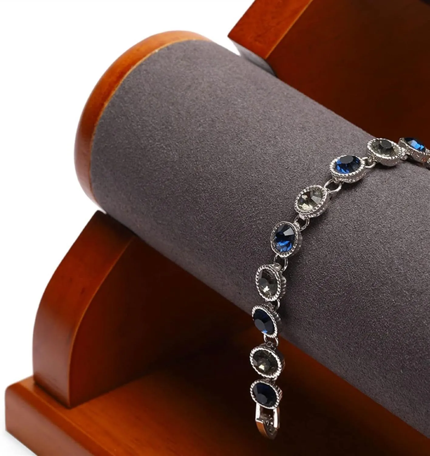 Jewelry Rack Bracelet Holder with 2 Tier Racks, Velvet Jewelry Display Stands, Wooden Watch Bangle T-Bar Jewelry Organizer for Wrist Watch, Bangles and Bracelets Jewelry Display(C)