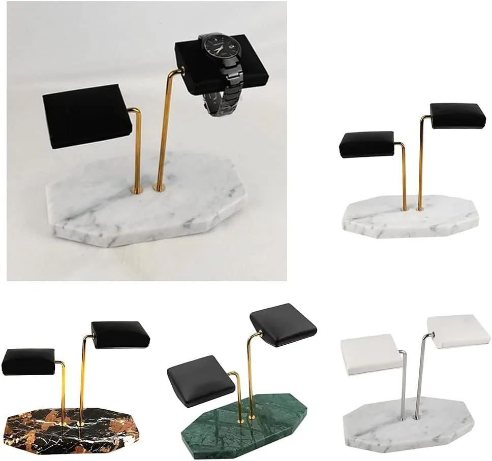 Jewelry Stand Marble Base Watch Stand Holder Metal Rod Display Props Bracelet Watch Display Jewelry Lengthen Placement Stand(E)