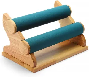 Jewelry Towers Bracelet Holder with 2 Tier Racks, Velvet Jewelry Display Stands, Wooden Watch Bangle T-Bar Jewelry Organizer for Wrist Watch, Bangles and Bracelets Jewellery Stand Display ( Color : A