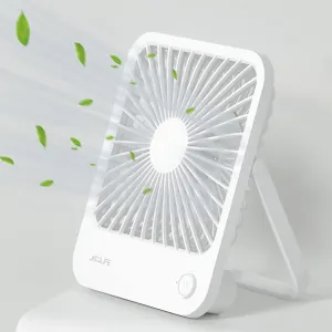 JISULIFE Desk Fan Battery Rechargeable, 4500mAh 180°Foldable Portable Personal Fan, 4 Speeds Adjustable Long Battery-life for Home Office Travel Outdoor Gifts for Women Men-White