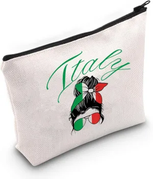 JNIAP Italy Travel Cosmetic Bag Italy Gift For Women Italian Italia Flag Makeup Bag Italian Souvenirs Toiletry Zipper Pouch