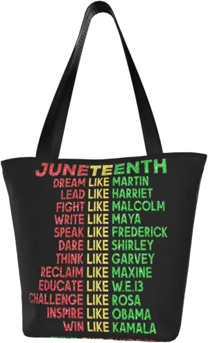 Juneteenth Black Month Lip Kiss Sunflower Women's Tote Bag Lightweight Shopping Handbag Travel Shoulder Bag