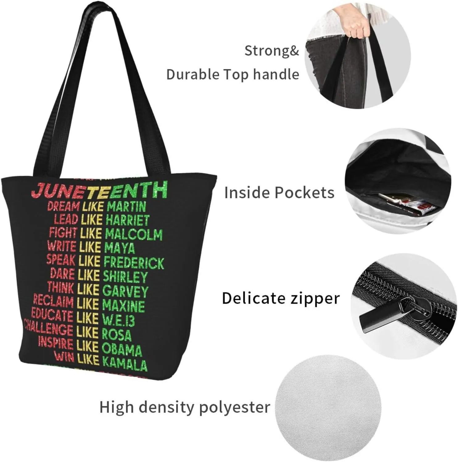 Juneteenth Black Month Lip Kiss Sunflower Women's Tote Bag Lightweight Shopping Handbag Travel Shoulder Bag