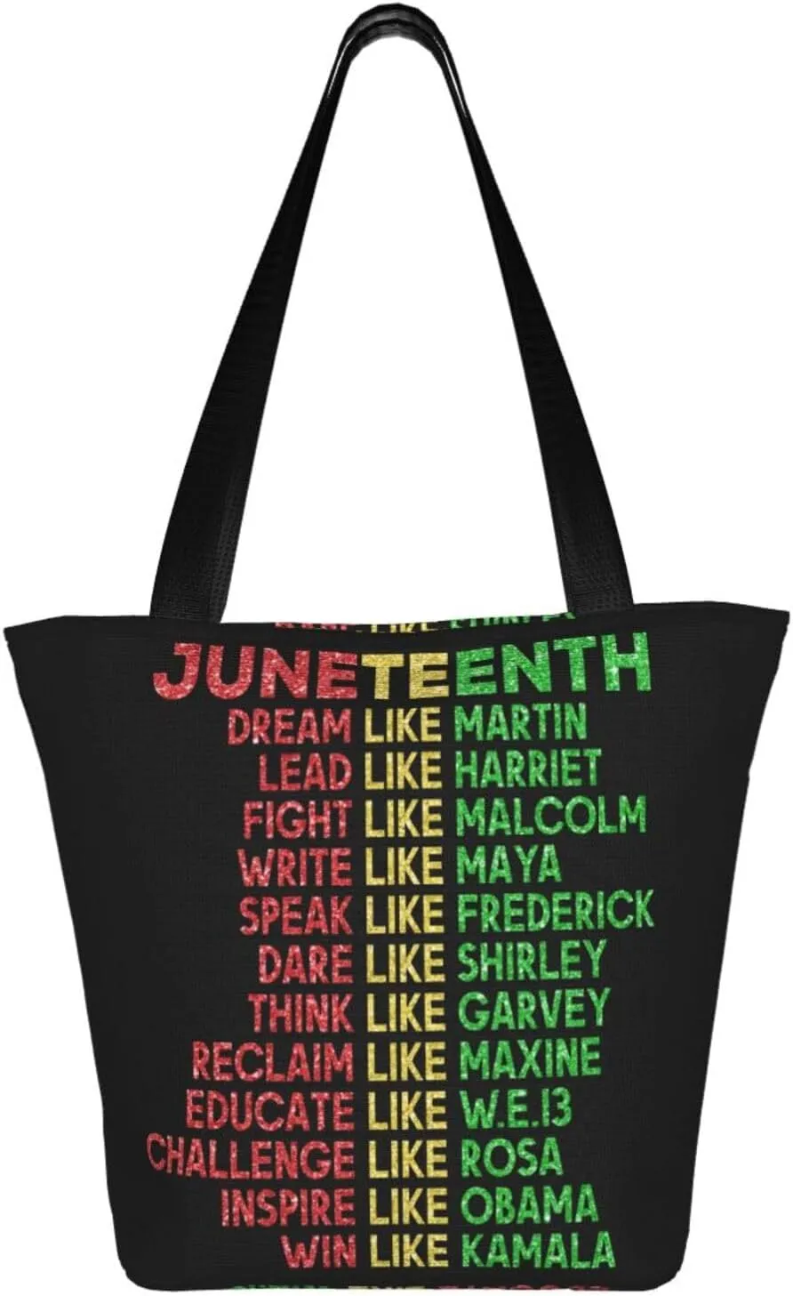 Juneteenth Black Month Lip Kiss Sunflower Women's Tote Bag Lightweight Shopping Handbag Travel Shoulder Bag