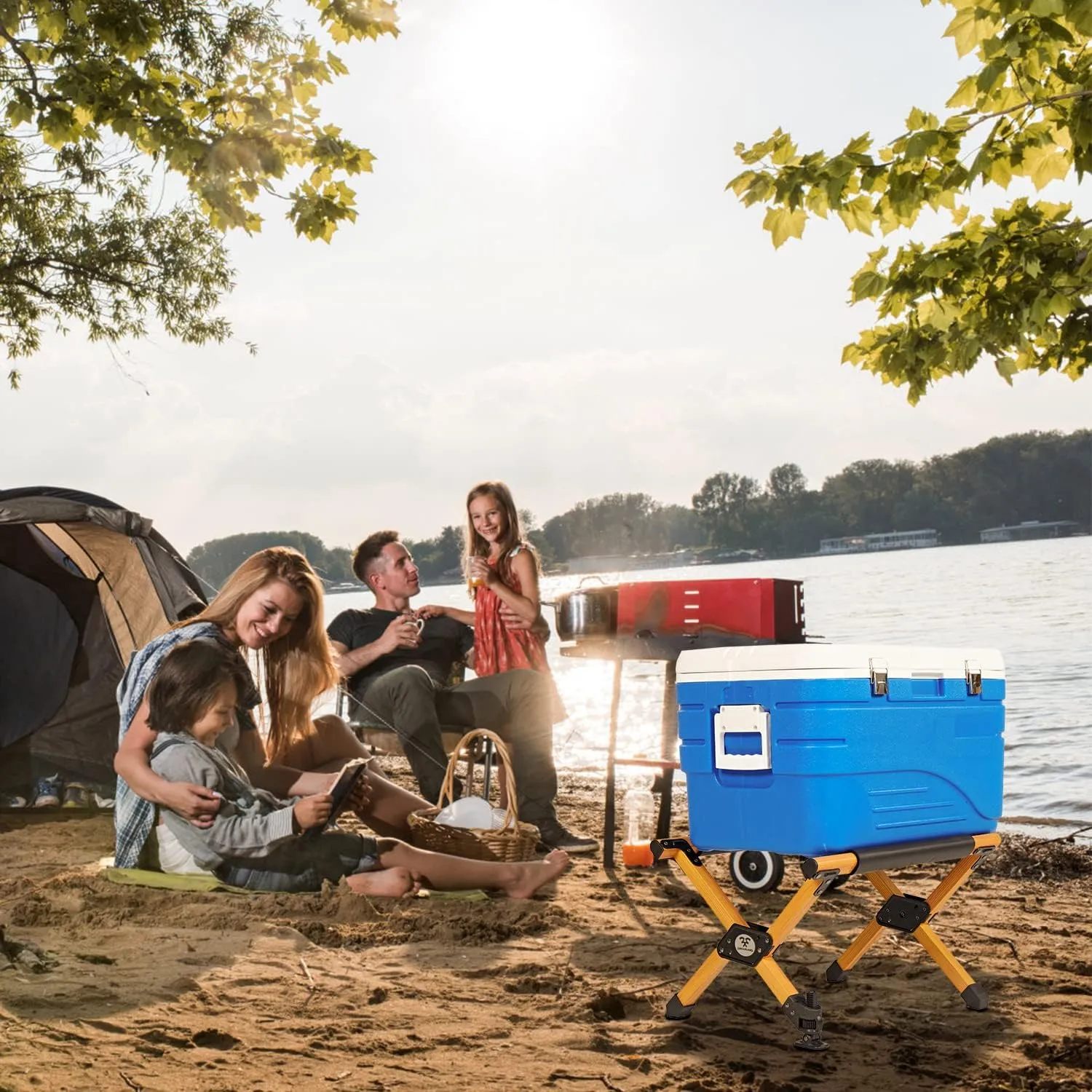 JUNGLELAND Portable Cooler Stand for Camping,Fishing,Outdoor Picnic,Light Weight Folding Frame
