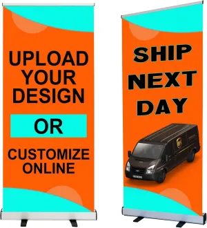 JUST 4 SIGNS CUSTOM Retractable Banner Stand 33½"x80 MADE IN USA UV Printing with CURL FREE FABRIC Great for Trade Show and any Event Business Display Coming with Carrying Bag (Heavy Duty)