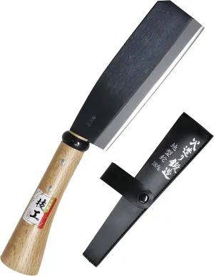 KAKURI Japanese NATA Hatchet Tool 7" [Single Bevel] Made in Japan, Heavy Duty Garden Axe Tool with Wood Handle for Cutting, Shaving, Carving, Chopping