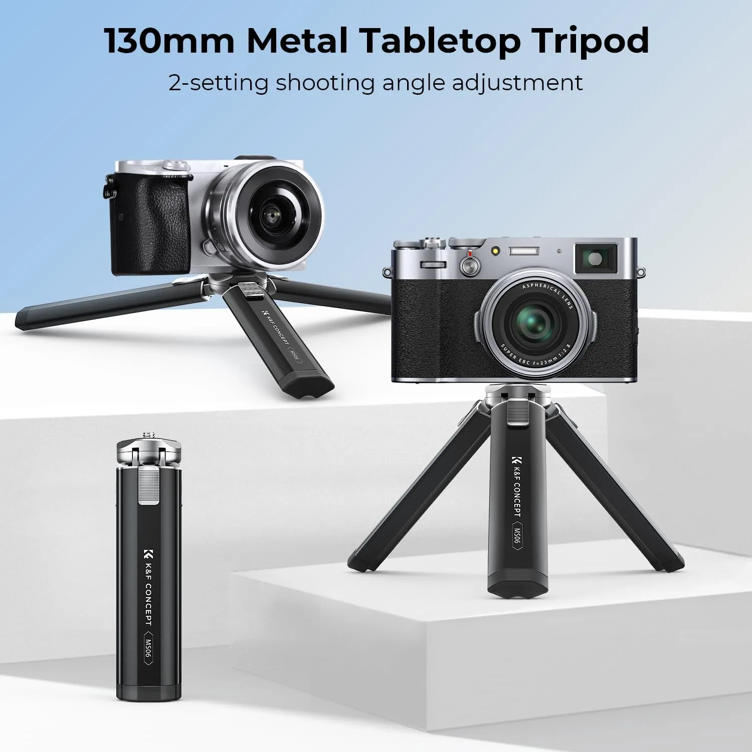 K&F Concept Mini Projector Camera Metal Tripod, 1/4" Screw Desktop Stand, 2-Level Height Adjustment - Load up to 44lbs, MS06