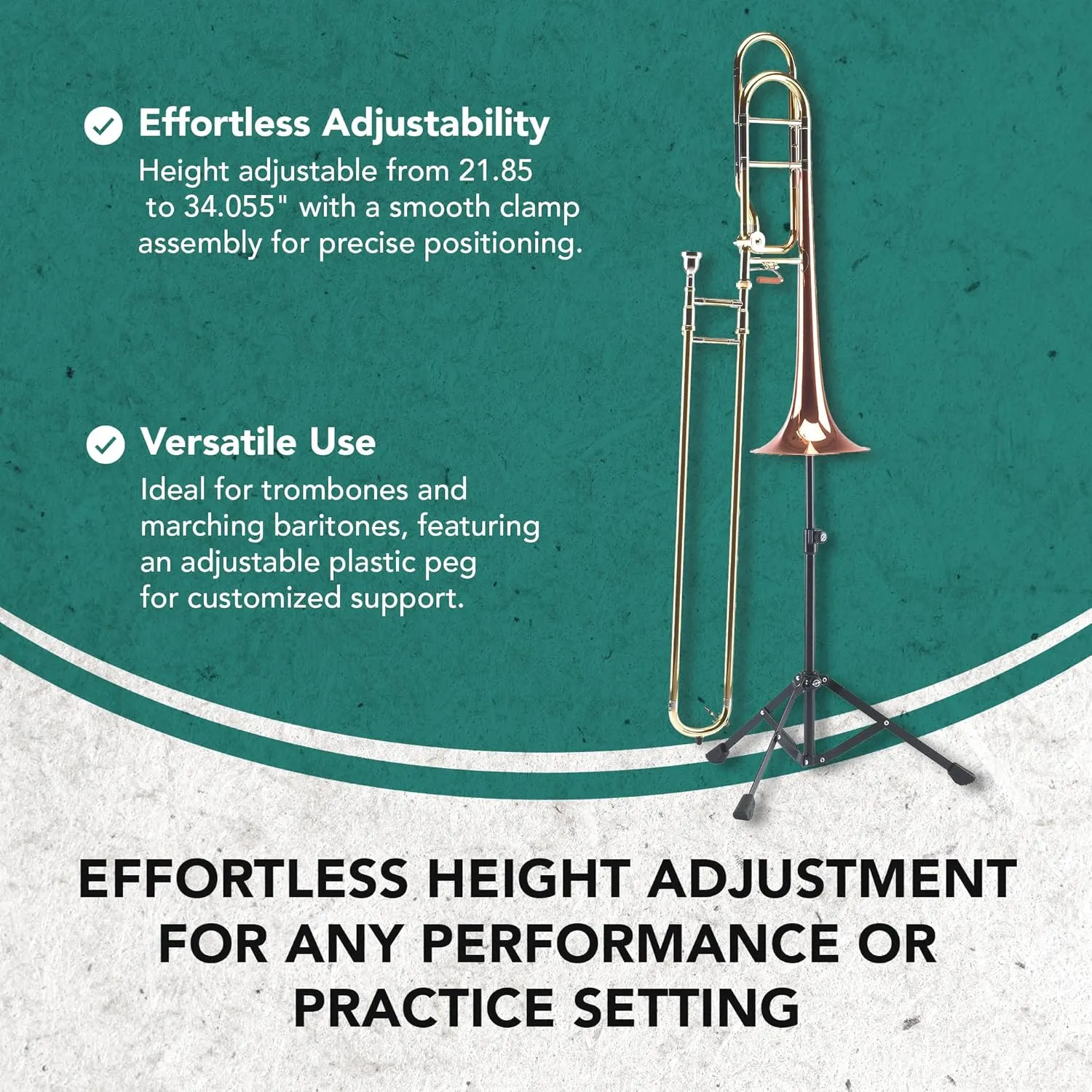 K&M 14990 Portable, Adjustable-Black Finish Trombone Stand (14990.000.55)