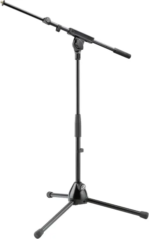 K&M König & Meyer 25977.500.55 Microphone Stand - Adjustable Telescoping 2-Piece Boom Arm - Shorter Low-Level Height with Folding Leg Base - Professional Grade - German Made - Black