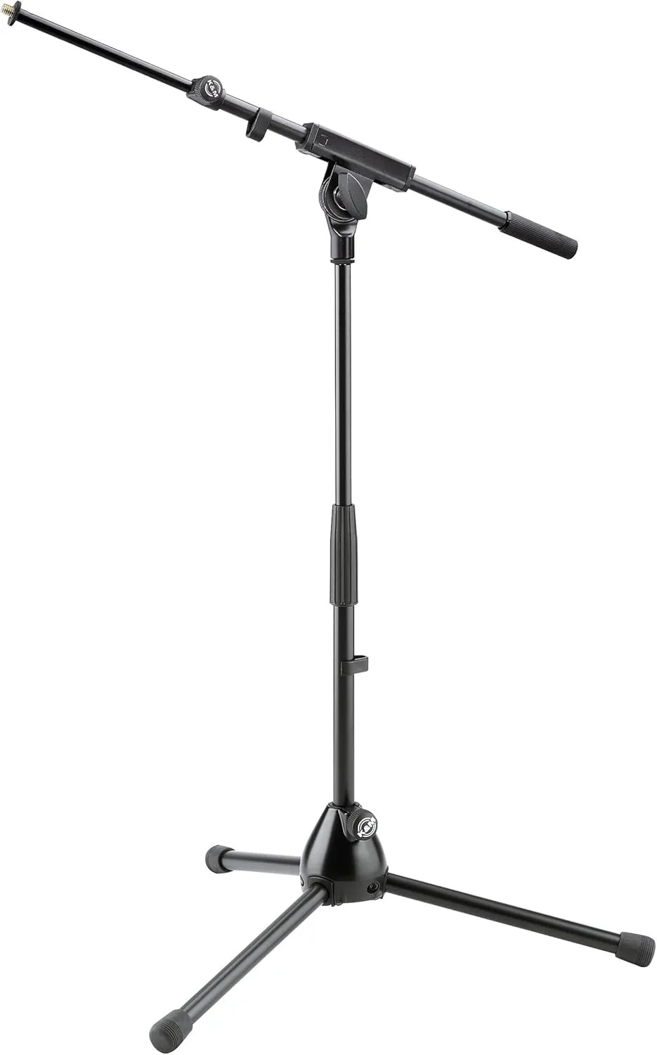 K&M König & Meyer 25977.500.55 Microphone Stand - Adjustable Telescoping 2-Piece Boom Arm - Shorter Low-Level Height with Folding Leg Base - Professional Grade - German Made - Black