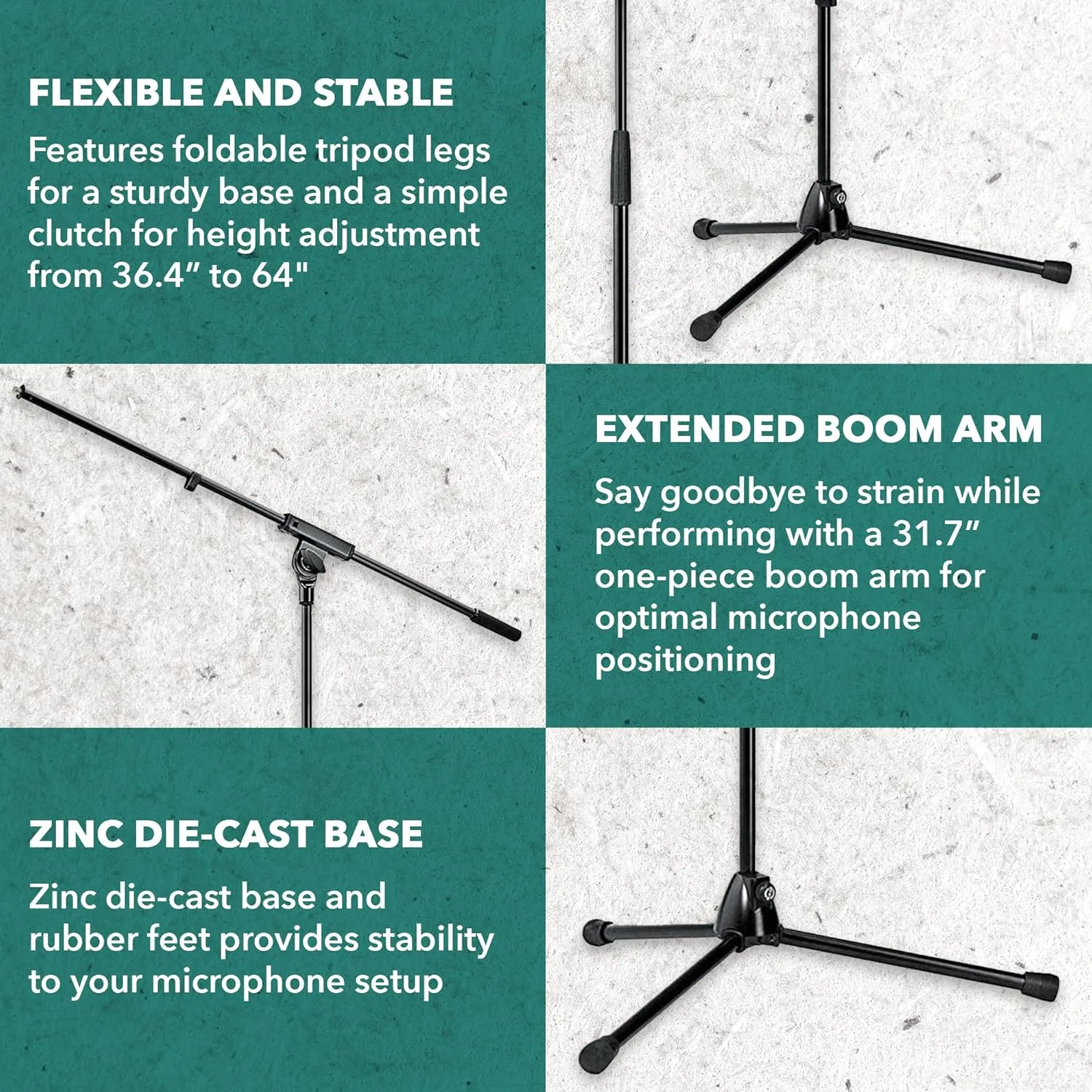 K&M Konig & Meyer 21060.500.55 Tripod Microphone Stand With Boom Arm | Easy Clutch Height Adjustment | Folding Leg Design | Zinc Die-Cast Base | Pro Grade for all Musicians | German Made | Black
