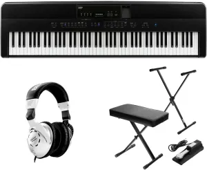 Kawai ES920 88-Key Portable Digital Piano, Black Bundle with Stand, Sustain Pedal, HPS3000 Studio Headphones