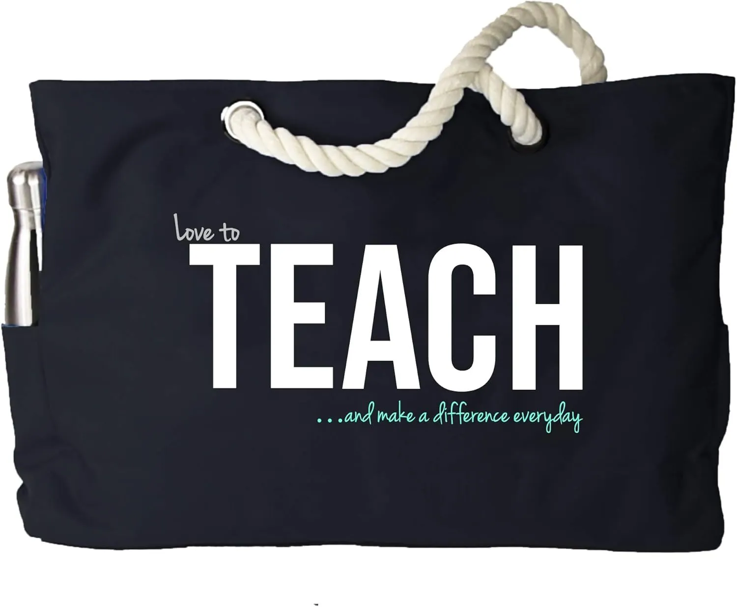 Keho XXL Ultimate Teacher Waterproof Multi Pocket Tote Shoulder Bag (Huge) - Perfect Usable Gift for Teacher Appreciation, Comfy Rope Handles & Perfect Work Bag