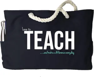 Keho XXL Ultimate Teacher Waterproof Multi Pocket Tote Shoulder Bag (Huge) - Perfect Usable Gift for Teacher Appreciation, Comfy Rope Handles & Perfect Work Bag