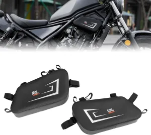 KEMIMOTO Motorcycle Side Bag, Tool Bag with Fully waterproof design & Air-Tight Zipper, Compatible with Rebel 300/500/1100 (2017-2025) Universal Motorcycle Sadddlebag Frame Bag 2Pcs