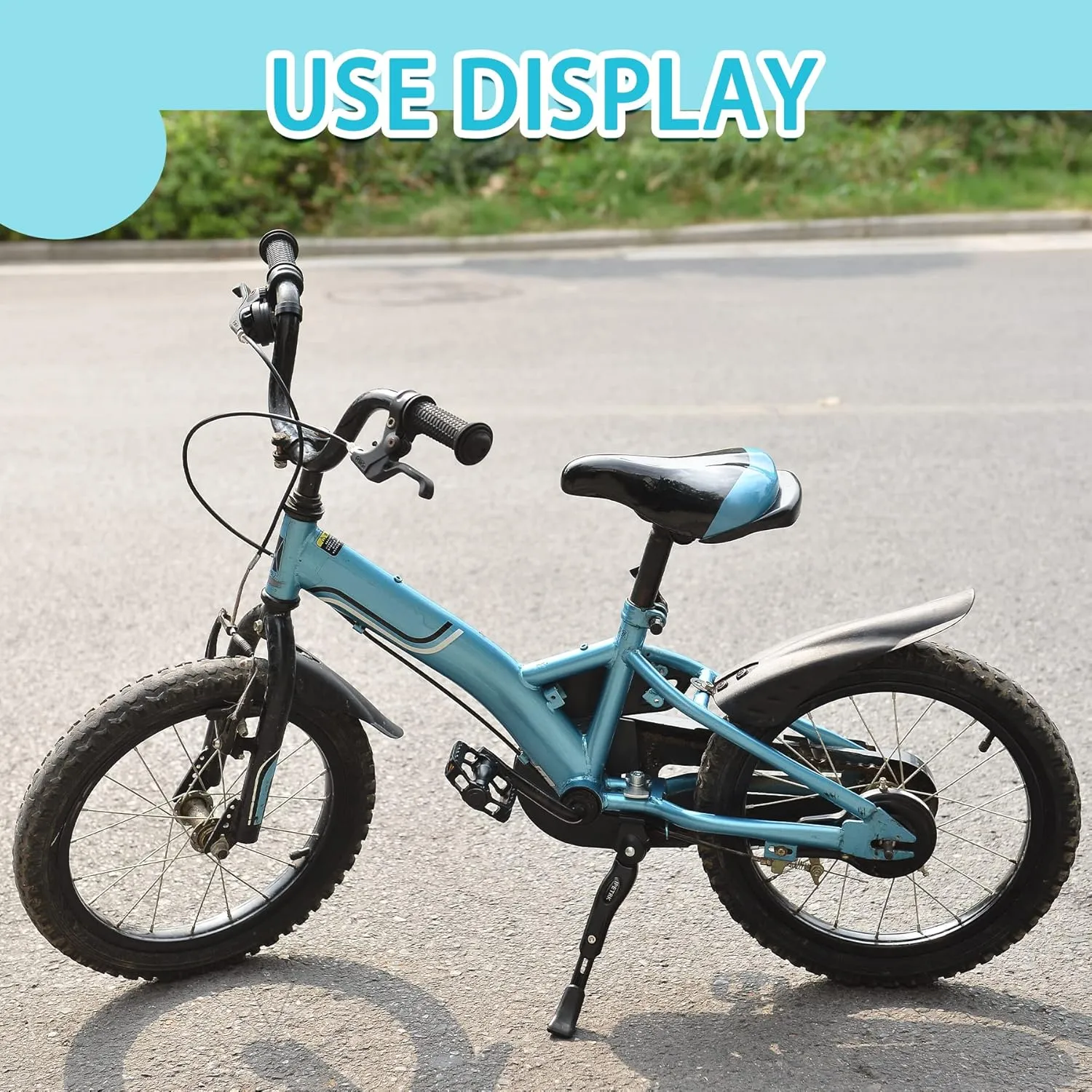 Kickstand for Kids Bike for 16 18 20 Inch Adjustable Folding Center Mount Children's Bicycles Black Aluminium Alloy Bike Kick Stand Easy Install