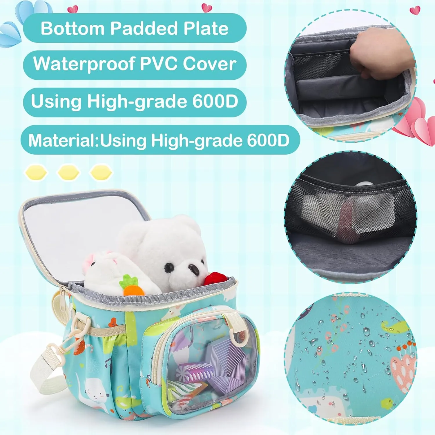 Kids Bike Basket,Waterproof Fabric Bicycle Basket,Boy and Girl Bicycles Front Basket Accessories,Fits Scooter and Tricycles Bike Handlebar Bag,with Shoulder Strap. ﻿