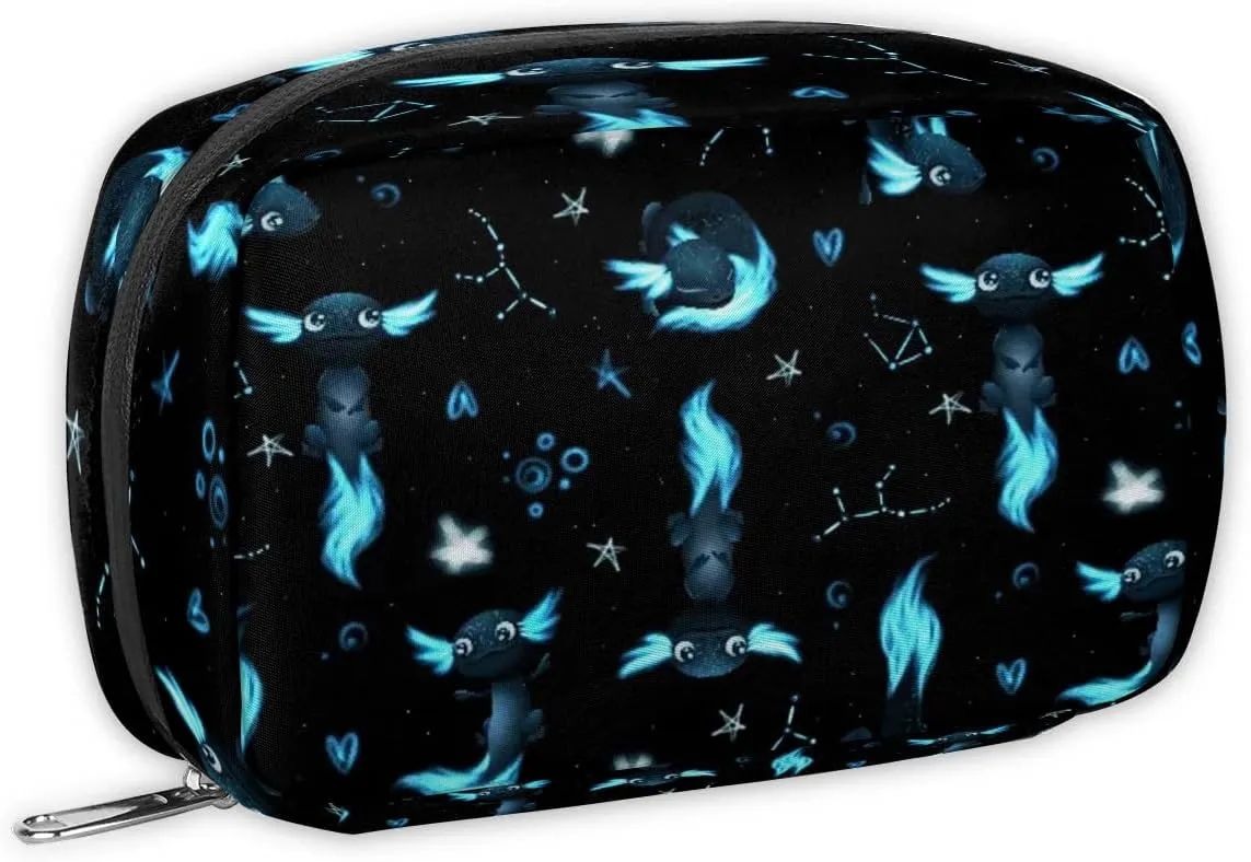 Kids Toiletry Bag for Boys, Cute Small Black Axolotl Wash Bag for Little Young Boys Waterproof Cosmetic Weekender Bag Toddler Traveling Toiletries