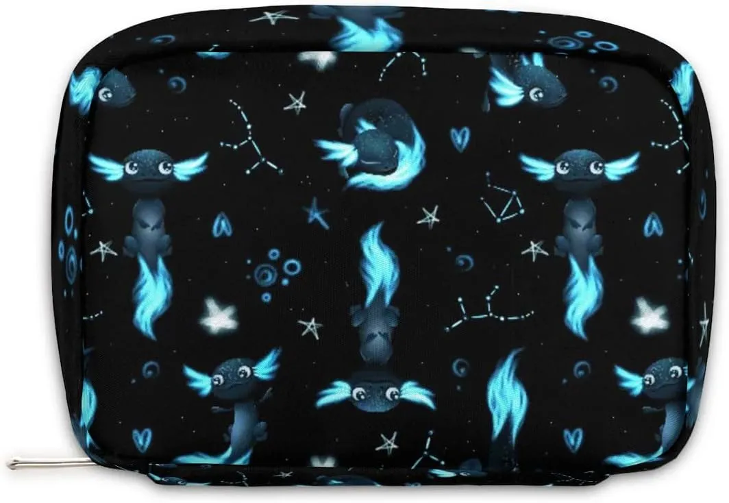 Kids Toiletry Bag for Boys, Cute Small Black Axolotl Wash Bag for Little Young Boys Waterproof Cosmetic Weekender Bag Toddler Traveling Toiletries