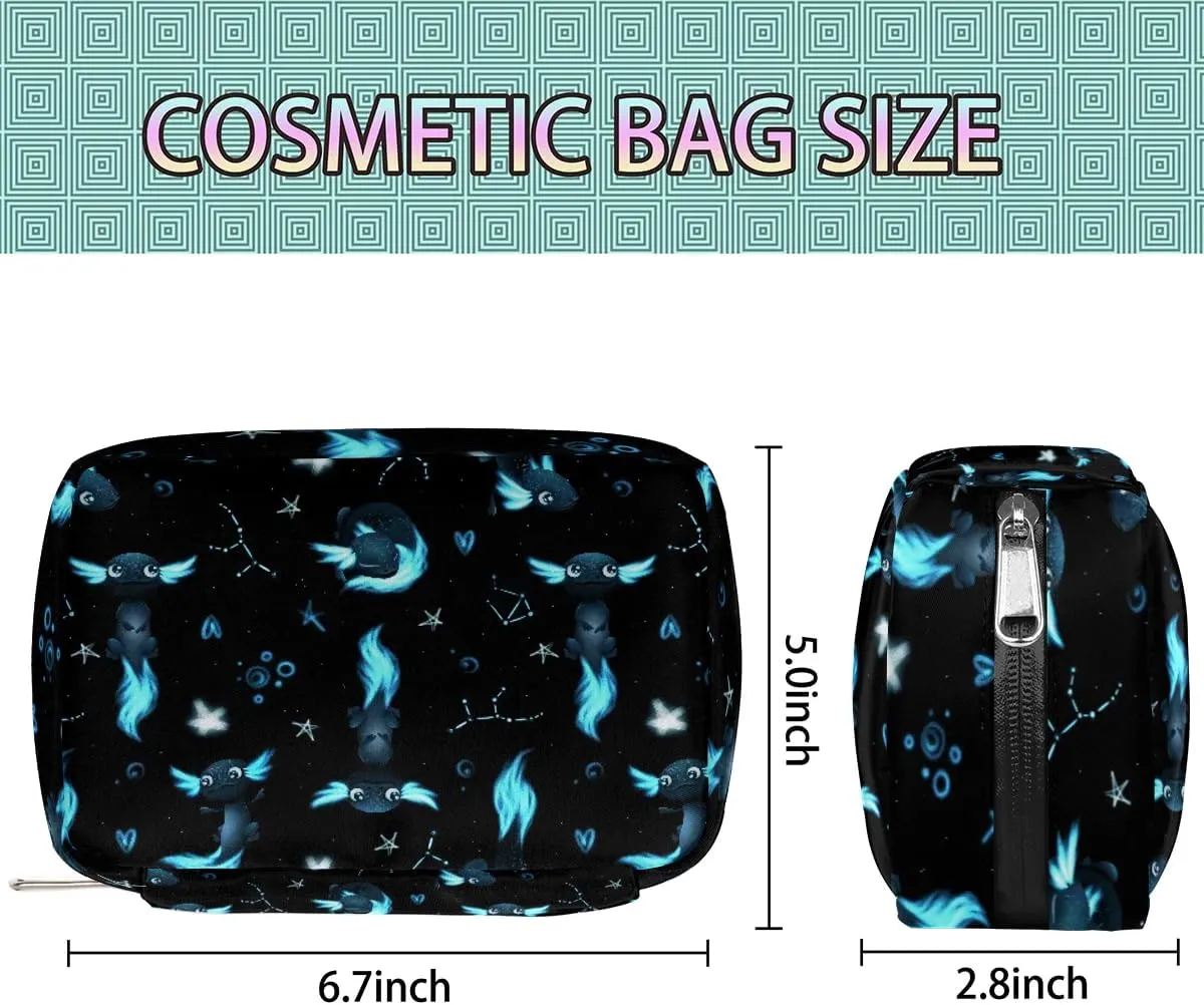 Kids Toiletry Bag for Boys, Cute Small Black Axolotl Wash Bag for Little Young Boys Waterproof Cosmetic Weekender Bag Toddler Traveling Toiletries