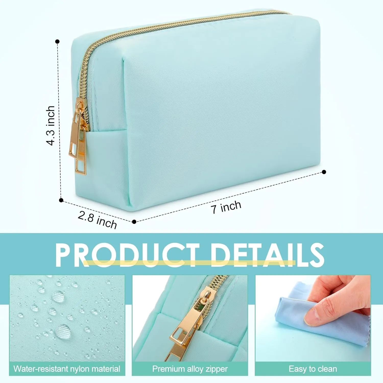 Kigeli 12 Pcs Nylon Makeup Bag Cosmetic Pouches Preppy Cosmetic Bag bulk for Women Waterproof Travel Zipper Organizer Little Outdoor Accessory Makeup Pouches Set(Macaron)