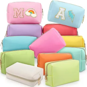 Kigeli 12 Pcs Nylon Makeup Bag Cosmetic Pouches Preppy Cosmetic Bag bulk for Women Waterproof Travel Zipper Organizer Little Outdoor Accessory Makeup Pouches Set(Macaron)