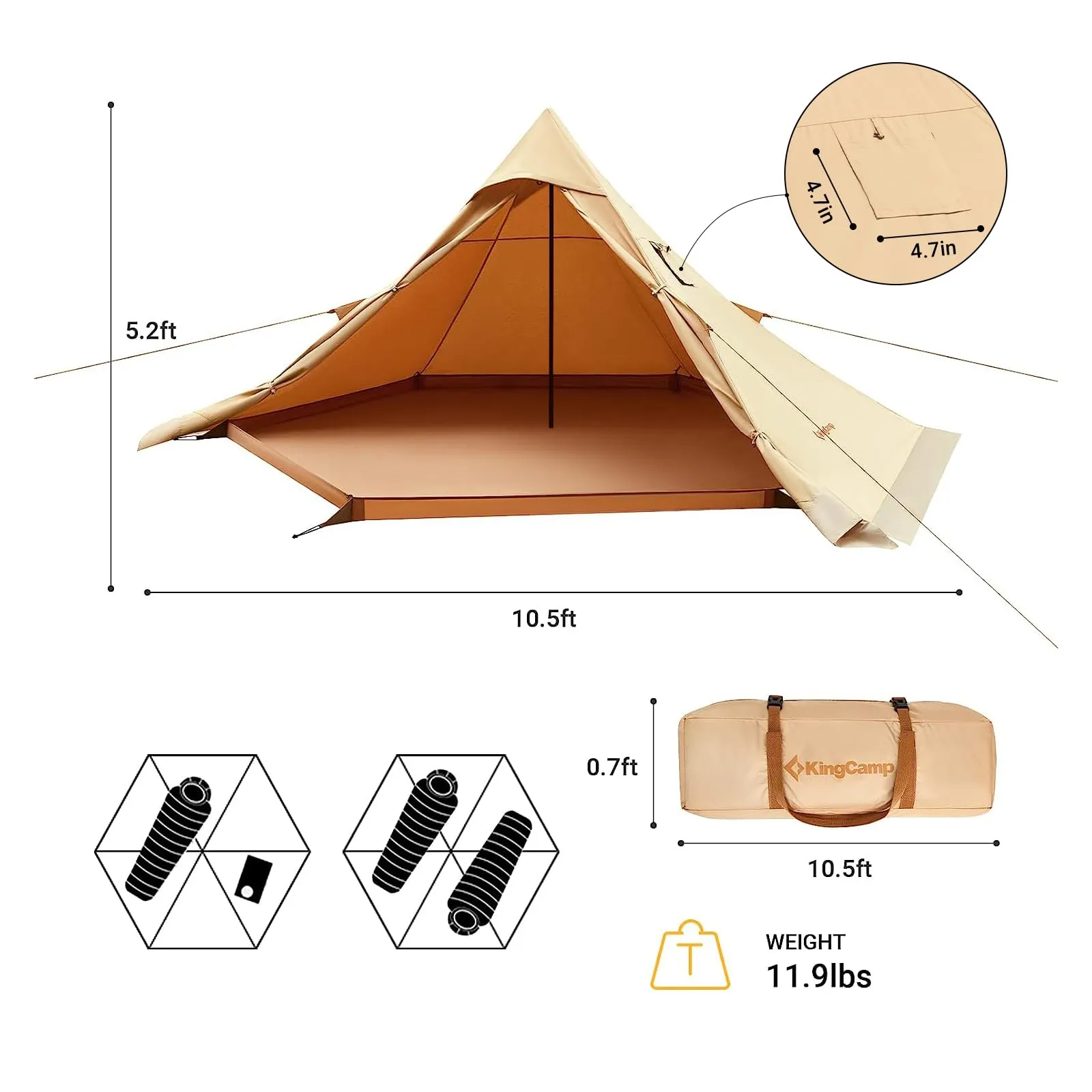 KingCamp Hot Tent with Hot Stove Bundle