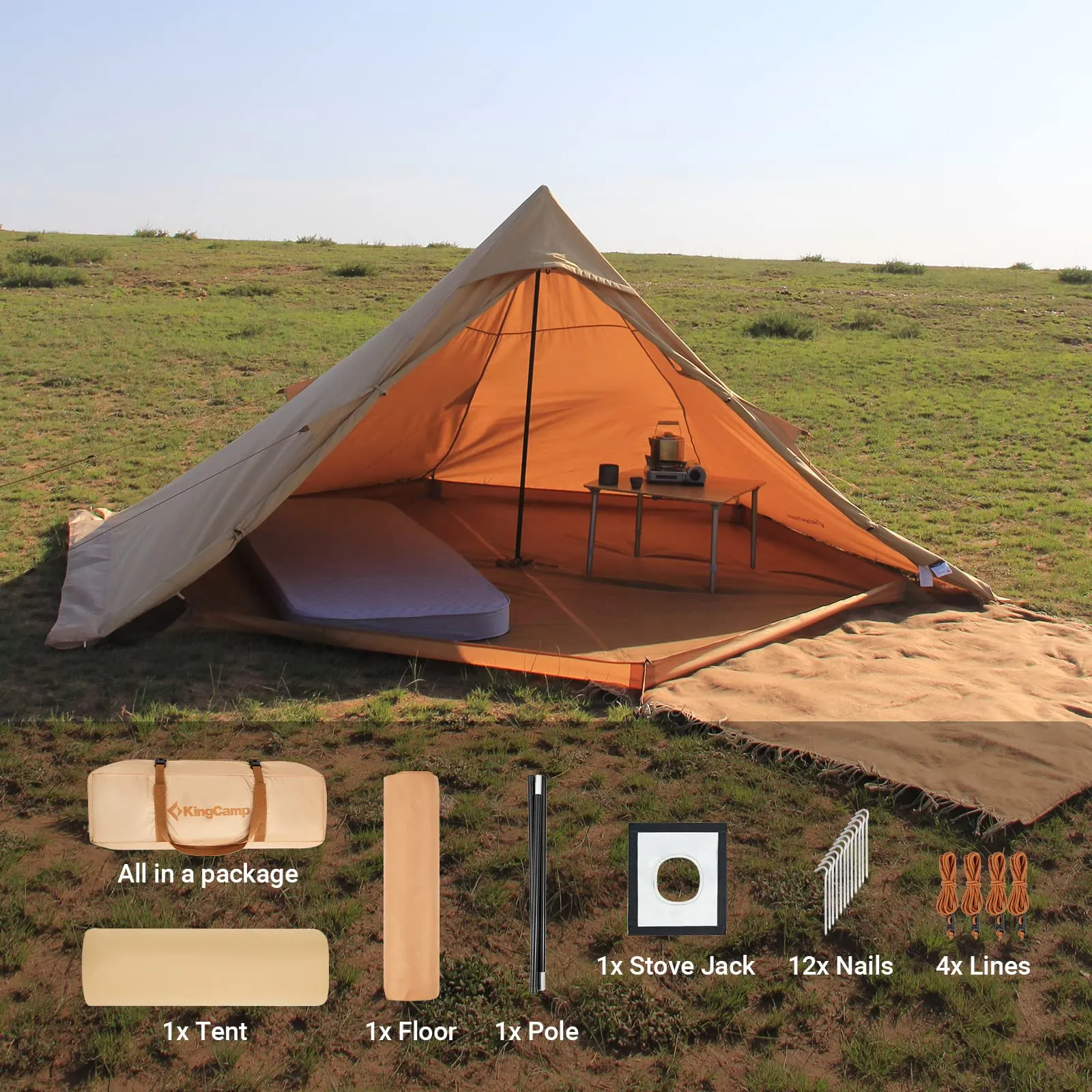 KingCamp Hot Tent with Hot Stove Bundle