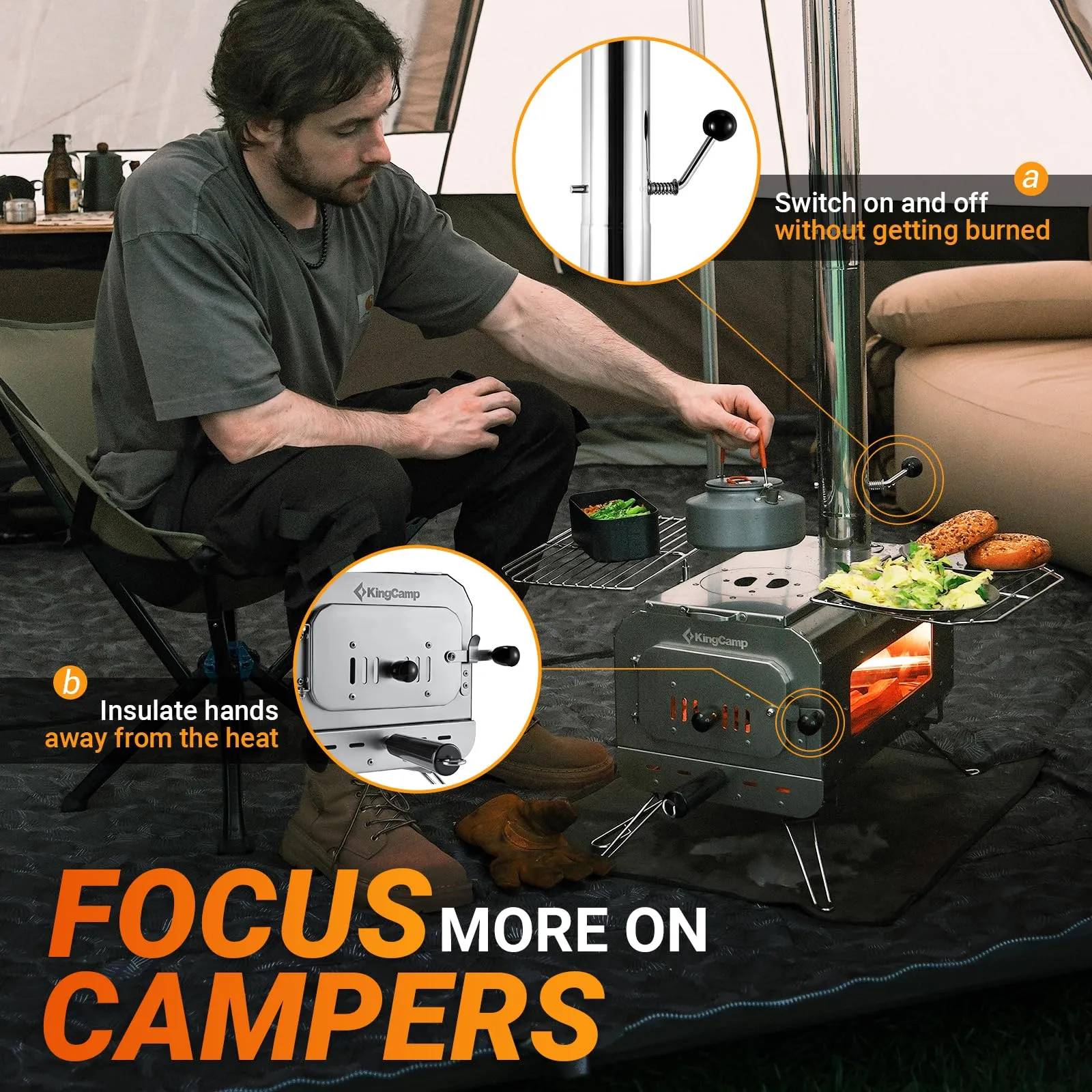 KingCamp Hot Tent with Hot Stove Bundle