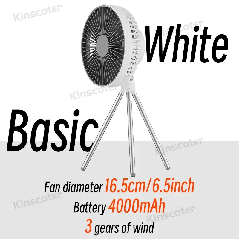 KINSCOTER 10000mAh Camping Tent Fan Multifunctional Rechargeable Desktop Fan USB Outdoor Ceiling Fan with LED Light Lamp