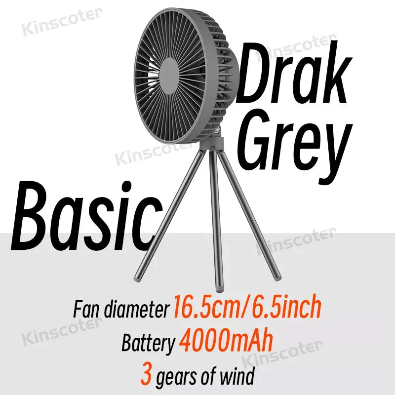 KINSCOTER 10000mAh Camping Tent Fan Multifunctional Rechargeable Desktop Fan USB Outdoor Ceiling Fan with LED Light Lamp