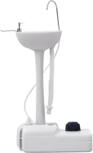 kleankin Portable Hand Washing Station, Handwashing Station Basin with 4.5 Gallon Tank, Rolling Wheels, Soap Dispenser, Towel Holder for RV, Outdoor Events, Gatherings, HDPE, White