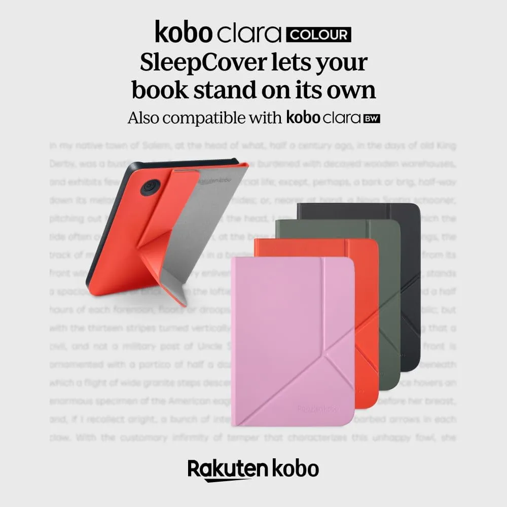 Kobo Clara Colour/BW SleepCover Case | Candy Pink | Sleep/Wake Technology | Built-in 2-Way Stand | Vegan Leather | Compatible with 6” Kobo Clara Colour/BW eReader