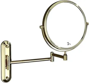 KOHARA Wall Mounted Makeup Mirror, 3X Magnification 8'' Two-Sided Extendable Bathroom Mirror Free Rotation