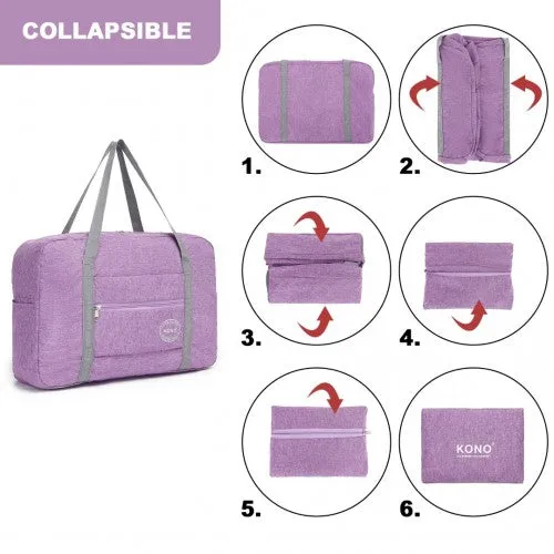 Kono Foldable Waterproof Storage Travel Handbag - Purple