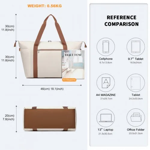 Kono Multifunctional Large Capacity Lightweight Water-Resistant Travel and Gym Duffel Bag with Wet and Dry Separation Compartment - Beige/Brown