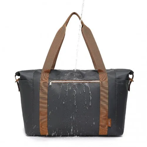 Kono Multifunctional Large Capacity Lightweight Water-Resistant Travel and Gym Duffel Bag with Wet and Dry Separation Compartment - Grey/Brown