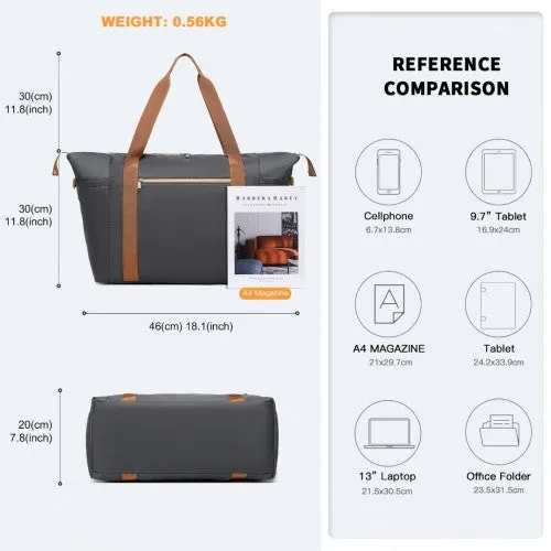 Kono Multifunctional Large Capacity Lightweight Water-Resistant Travel and Gym Duffel Bag with Wet and Dry Separation Compartment - Grey/Brown