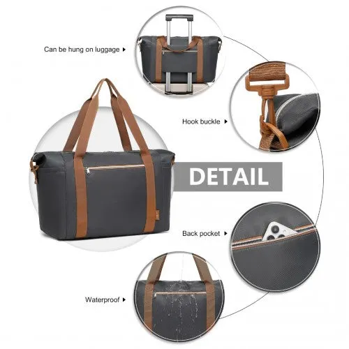 Kono Multifunctional Large Capacity Lightweight Water-Resistant Travel and Gym Duffel Bag with Wet and Dry Separation Compartment - Grey/Brown
