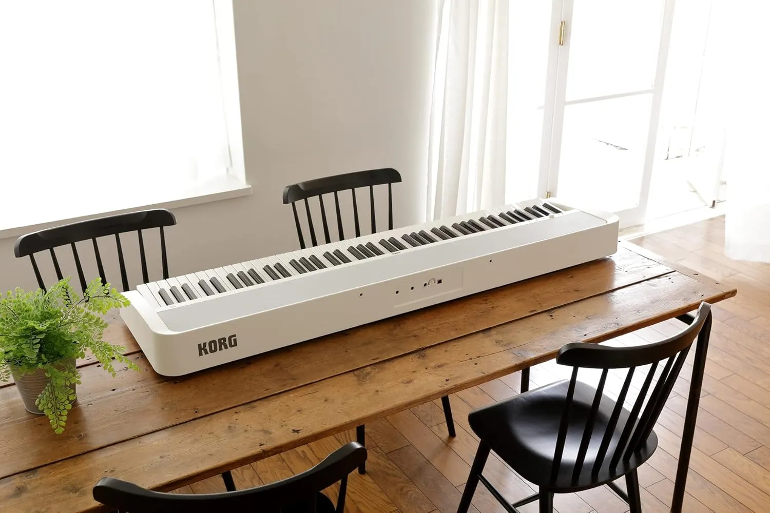 KORG B2 Portable Digital Piano with 88-Key Full Size Weighted Keyboard, Built-in Speakers, Music Stand, Sustain Pedal, and Power Supply (B2WH)