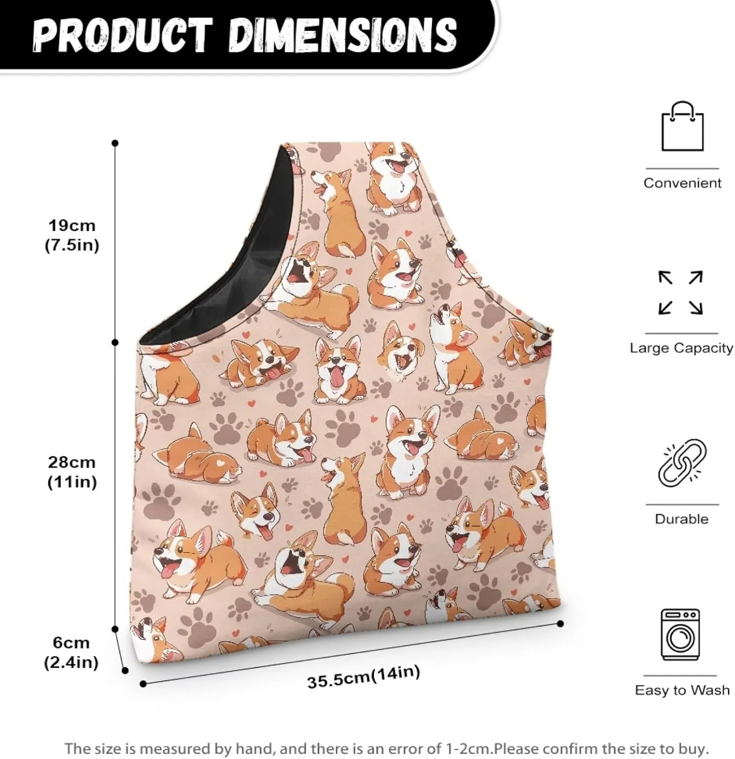 KUIFORTI Dog Yarn Bag Crochet Bag Cute Corgi Yarn Project Bag Knitting Bag Lightweight Kniting Wrist Bag Large Size