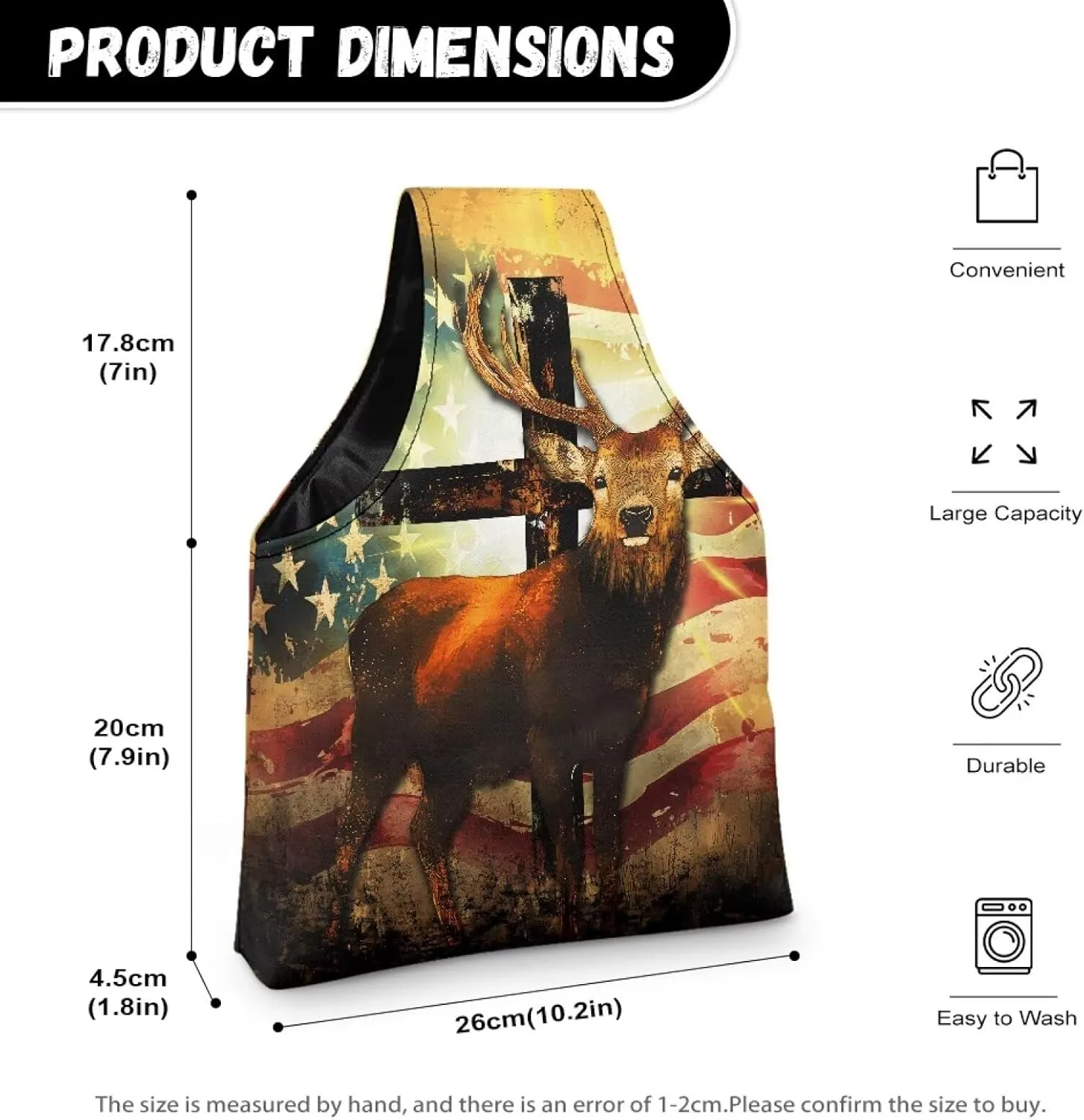 KUIFORTI Elk Yarn Bag USA Flag Crochet Tote Bag Yarn Storage Organizer Travel Lightweight for Crocheting on The Go Gifts for Mom