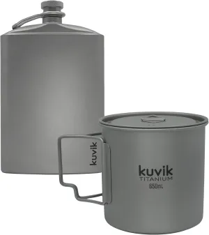 Kuvik 260ml (8.8 oz) Titanium Flask & 650ml (22 oz) Titanium Pot Bundle