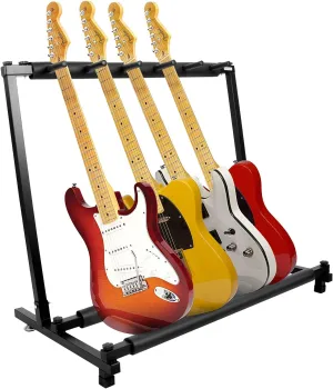Kuyal 5 Holder Guitar Stand,Multi-Guitar Display Rack Folding Stand Band Stage Bass Acoustic Guitar, Black