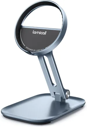 Lamicall Foldable Phone Stand for Apple 25W MagSafe Charger - Adjustable Charging Holder Dock Cradle for Desk, Compatible with Airpods, iPhone 16 15 14 13 12 Plus, Pro, Pro Max, Grey [Stand Only]