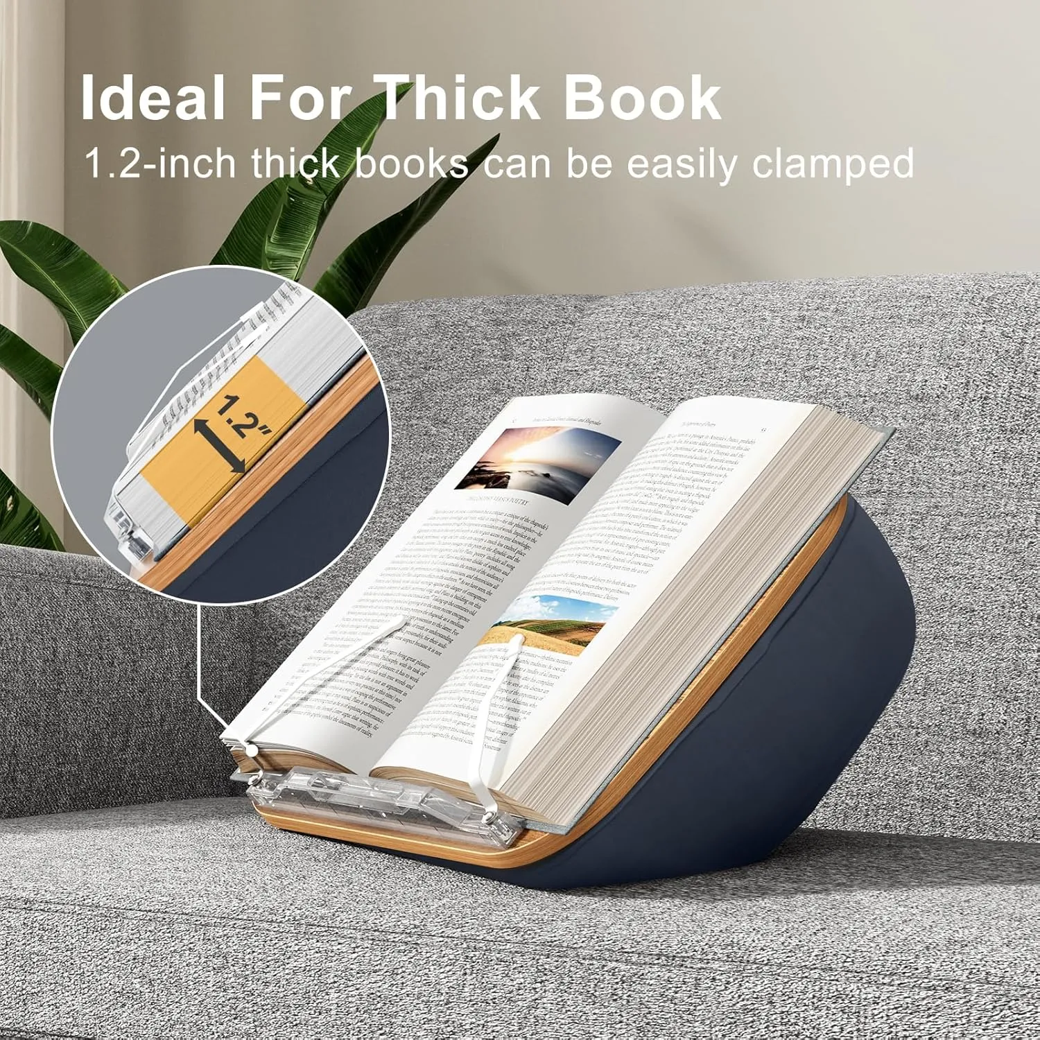 Lap Beanbag Book Stand for Hands Free Reading Comfortable Reading Pillow Stand Minimize Neck Strain Perfect Idea for Book Lovers in Dorm Room or Anywhere Else with Bookseat(Gray)
