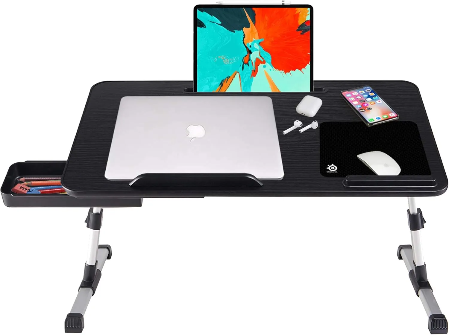 Lap Desk for Laptop,BUILDEC Adjustable Laptop Stand for Desk with Storage Drawer,Foldable Legs Standing Lap Table for Reading, Eating, Working, Writing, Gaming and Drawing in Bed Sofa Couch Floor