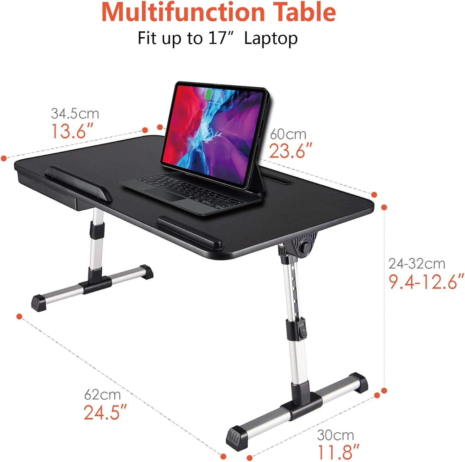 Lap Desk for Laptop,BUILDEC Adjustable Laptop Stand for Desk with Storage Drawer,Foldable Legs Standing Lap Table for Reading, Eating, Working, Writing, Gaming and Drawing in Bed Sofa Couch Floor